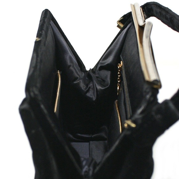 Vintage Black Velvet Cocktail Purse Handbag Lush Feel w Satin Lining - Hey Viv - Picture 3 of 6